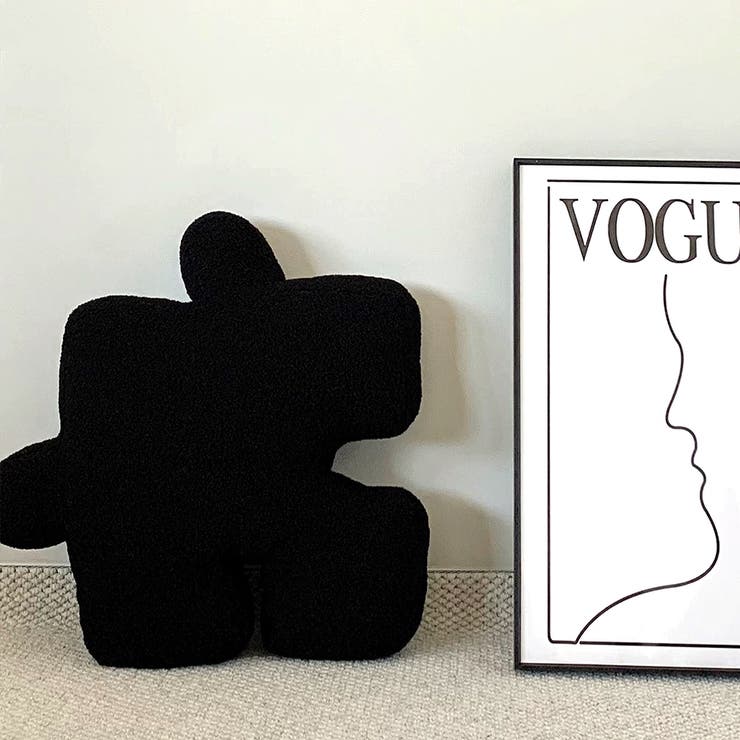 ブラック | もこもこパズルピースクッション | SHEENA 