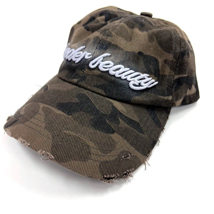 2025SS NEW CAP 】ダメージ スプレー 刺繍 ロゴ カモフラージュ