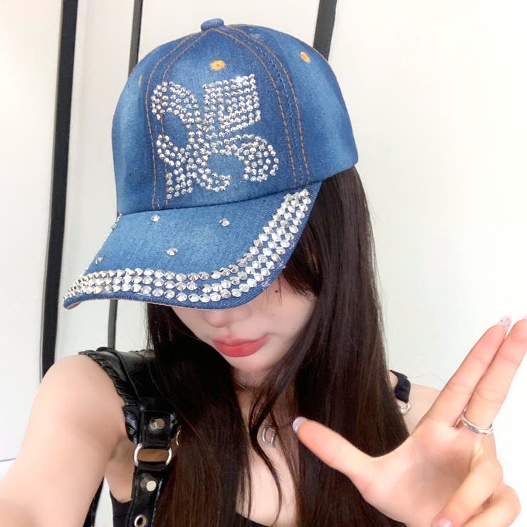 キラキラストーンデニムキャップ[品番：SHNW0012578]｜SHEENA