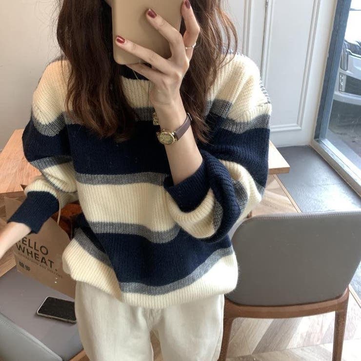 マルチボーダー ニット トップス 品番 Shnw Achic アシック のレディースファッション通販 Shoplist ショップリスト