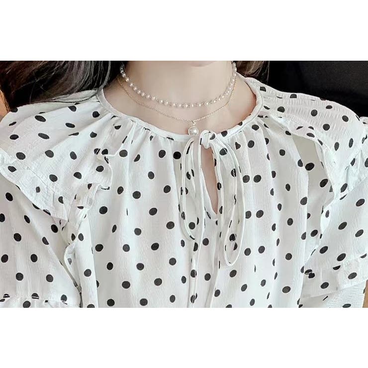 トップス 水玉柄トップス 特殊皺[品番：SHNW0007084]｜Achic
