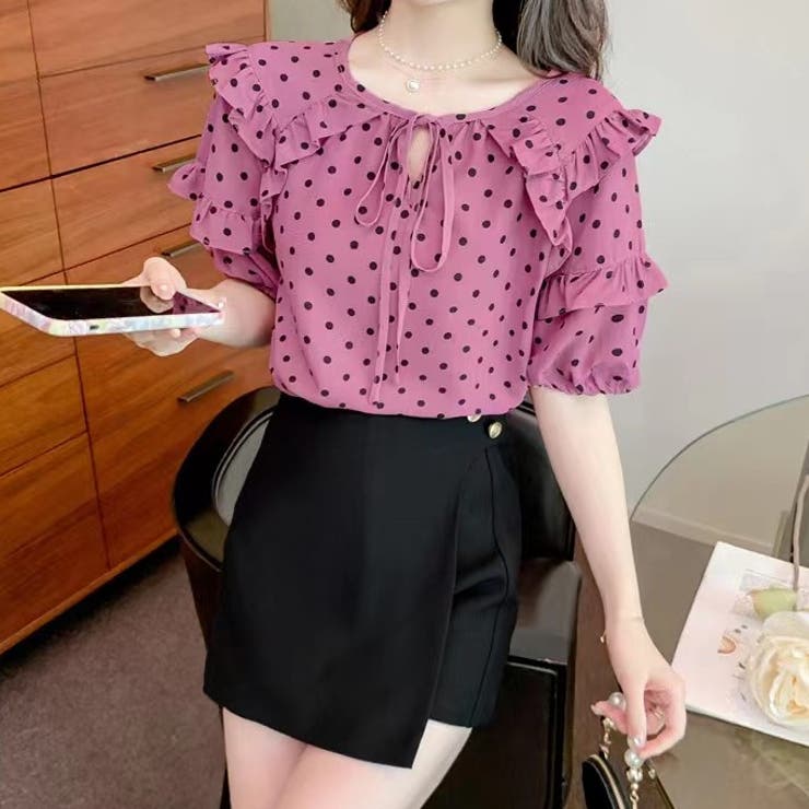 トップス 水玉柄トップス 特殊皺[品番：SHNW0007084]｜Achic（アシック