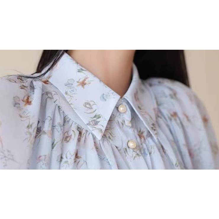 フリルスリーブ 花柄シャツ ブラウス[品番：SHNW0007574]｜Achic