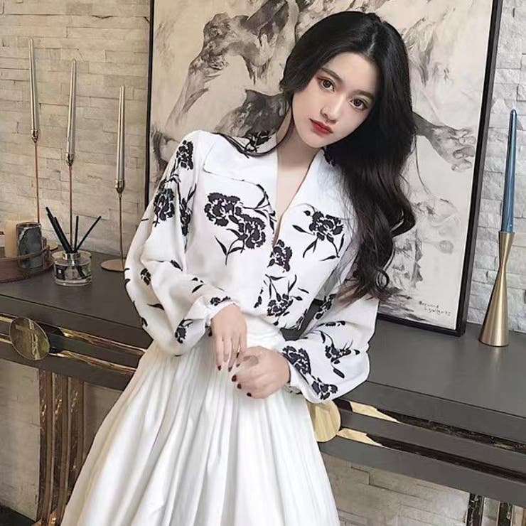 大花柄 ブラウス シャツ[品番：SHNW0007639]｜Achic（アシック）の