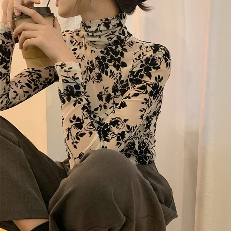 花柄シアートップス シアーインナー 上品[品番：SHNW0008476