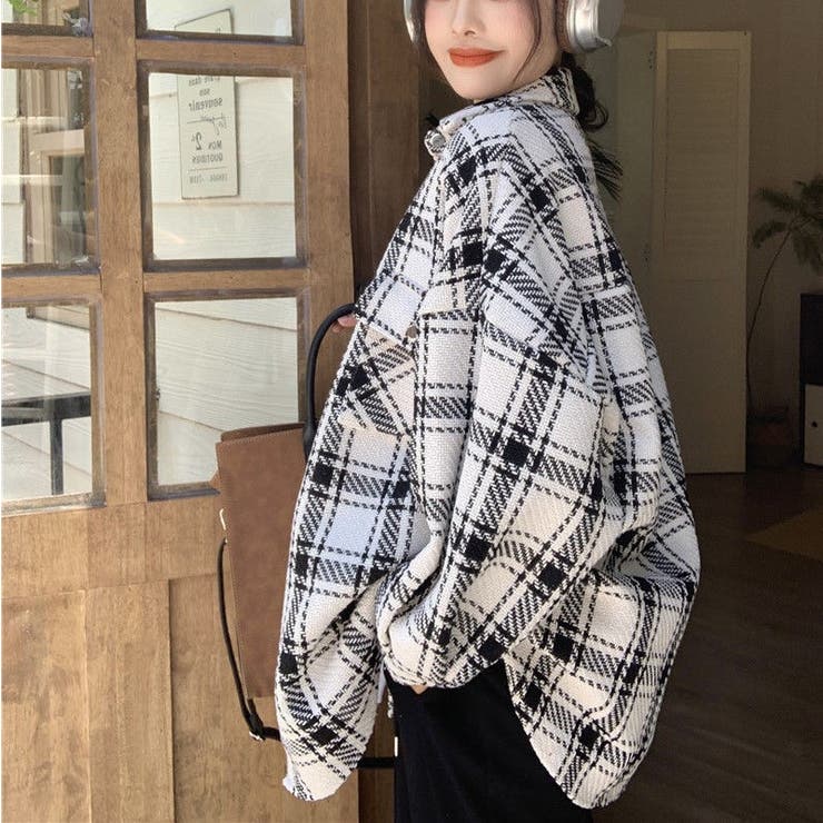 長袖シャツ 長袖ブラウス シャツブラウス チェックシャツ チェック柄シャツ チェックブラウス チェック柄ブラウス フリンジシャツ フリンジブラウス レ フリンジオンブレチェックシャツ（シャツ/ブラウス）｜WISH FOR