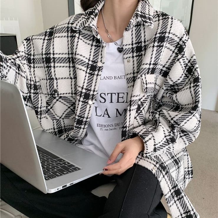 秋冬新作】チェック柄シャツ タータンチェック ブラウス[品番