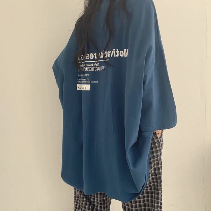 オーバーサイズ 英文字ロゴ 半袖Tシャツ オーバーサイズ英文字ロゴプリント半袖Tシャツ[品番