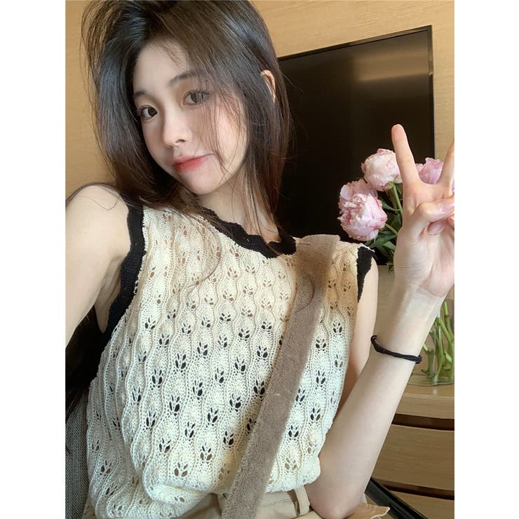 ニットトップス 立体感トップス 刺[品番：SHNW0009463]｜Achic