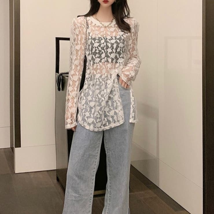 花柄シアートップス シアーインナー UVカット[品番：SHNW0009497