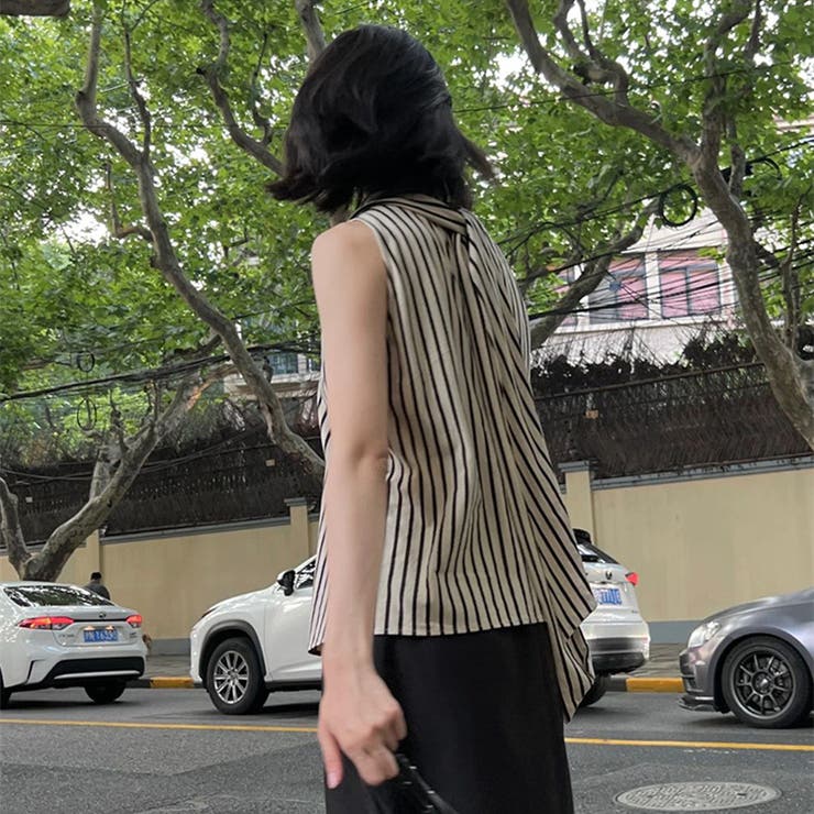 Picone Club ストライプ ノースリーブシャツ Lサイズ ストライプノースリーブシャツ＆ショートパンツセット