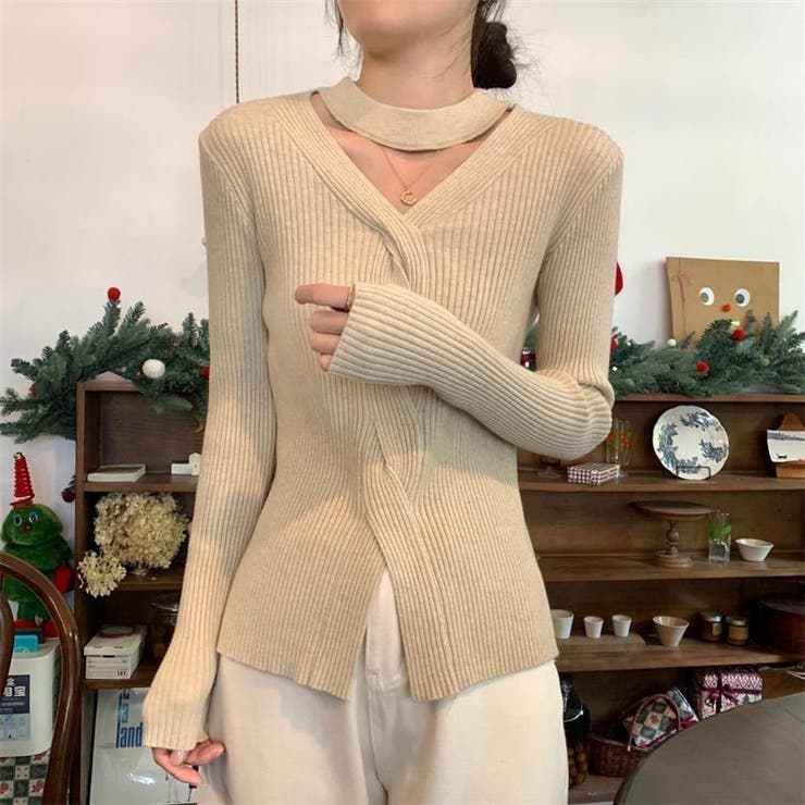 長袖ニット 長袖カットソー ニットトップス | Achic | 詳細画像9 