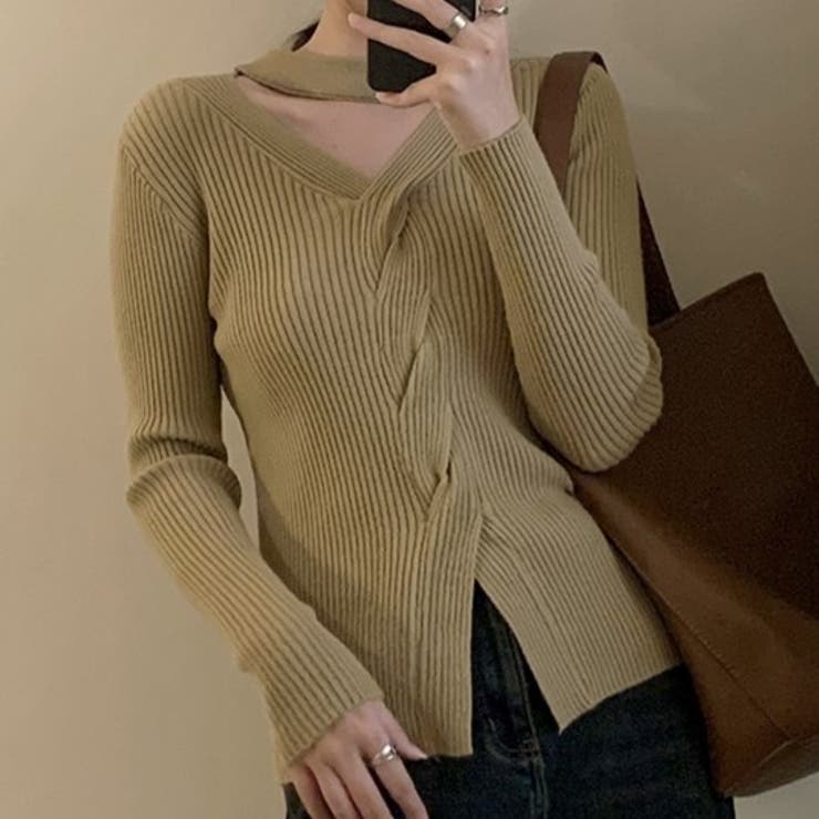 カーキ | 長袖ニット 長袖カットソー ニットトップス | Achic