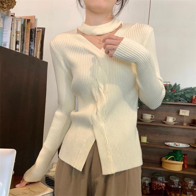 アイボリー | 長袖ニット 長袖カットソー ニットトップス | Achic