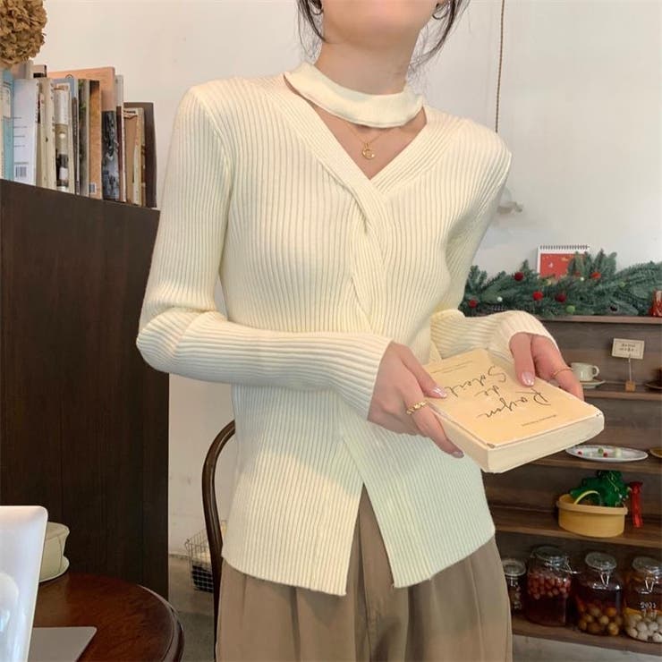 長袖ニット 長袖カットソー ニットトップス | Achic | 詳細画像2 