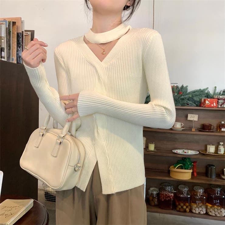 長袖ニット 長袖カットソー ニットトップス | Achic | 詳細画像3 