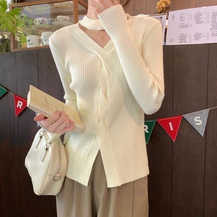 長袖ニット 長袖カットソー ニットトップス | Achic | 詳細画像4 