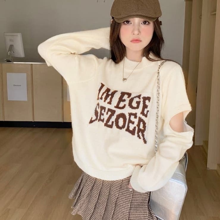 デザイン ロゴ ニットトップス[品番：SHNW0010224]｜Achic（アシック