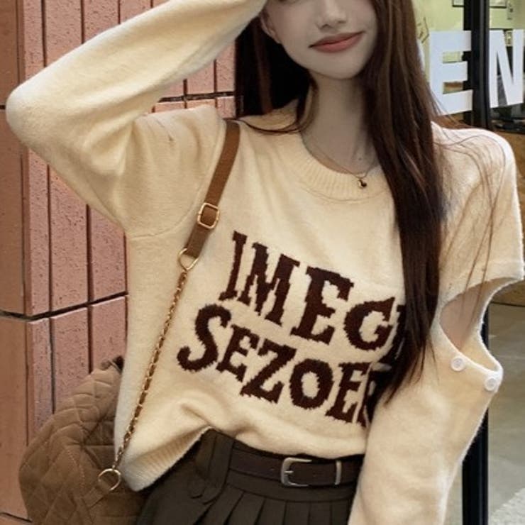 デザイン ロゴ ニットトップス[品番：SHNW0010224]｜Achic（アシック