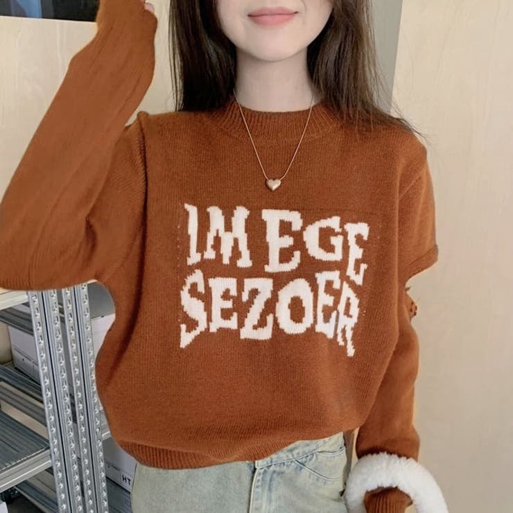 デザイン ロゴ ニットトップス[品番：SHNW0010224]｜Achic（アシック