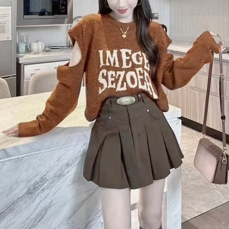 デザイン ロゴ ニットトップス[品番：SHNW0010224]｜Achic（アシック