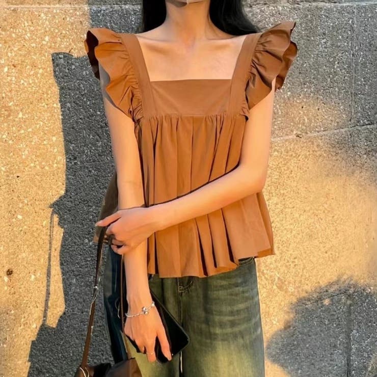 【未使用】ファビアナフィリッピ　ベージュ フリル ノースリーブ シルク混　ドレス 912508045.jpg?1589012921