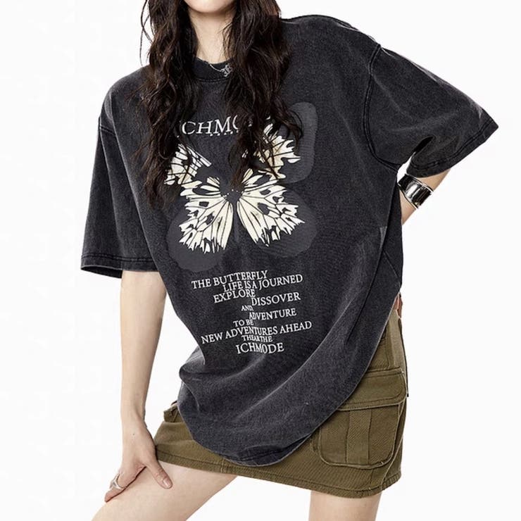 ウォッシュプリントデザインTシャツ[品番：SHNW0011388]｜Achic