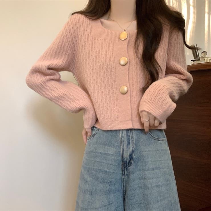 ピンク | 長袖ニットカーディガン | Achic