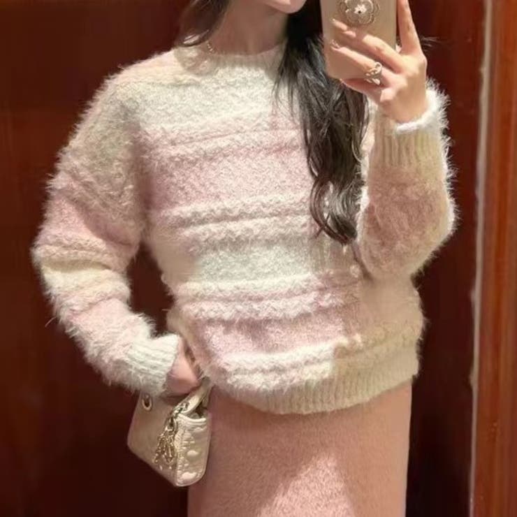 ボーダー クロップド丈 シャギーニット | Achic | 詳細画像12 