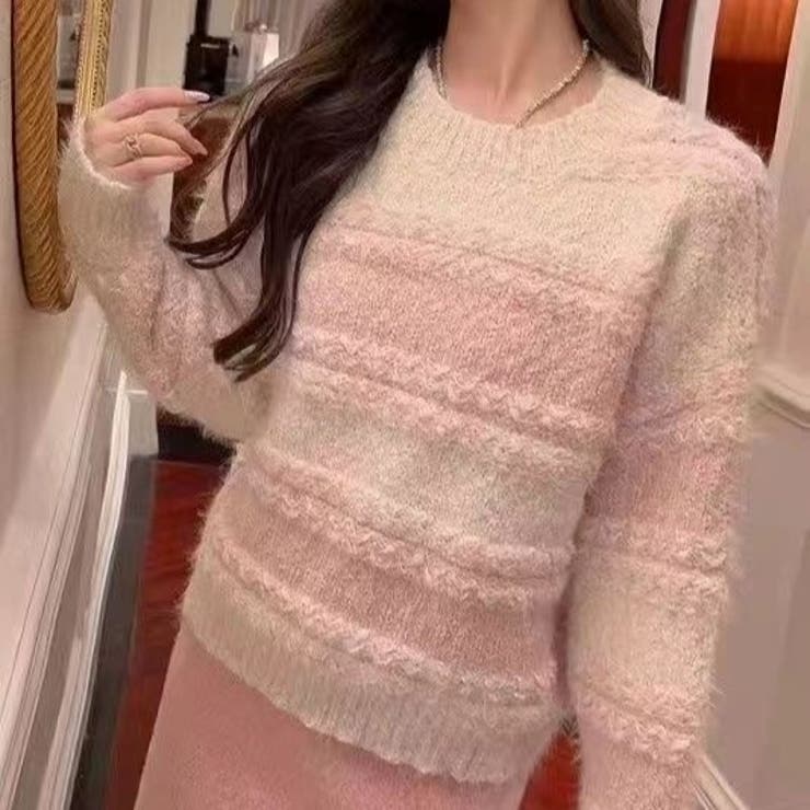 ボーダー クロップド丈 シャギーニット | Achic | 詳細画像5 