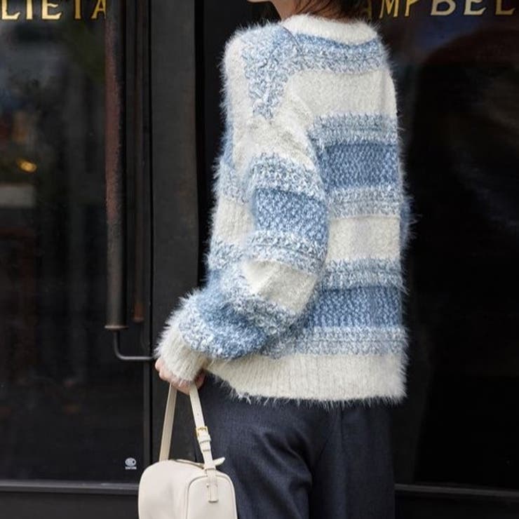 ボーダー クロップド丈 シャギーニット | Achic | 詳細画像8 