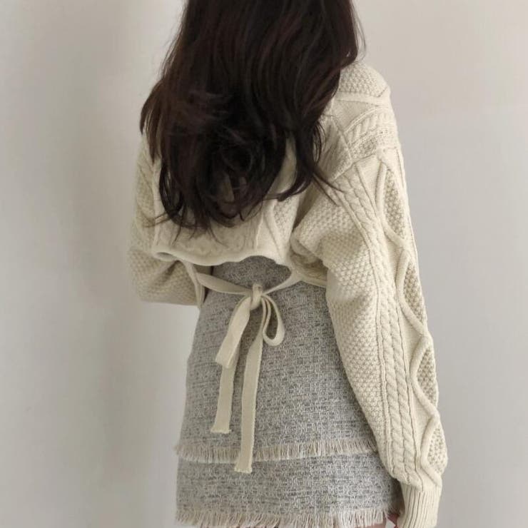 バック不規則 V ネックルーズニットセーター | Achic | 詳細画像12 