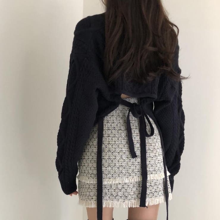 バック不規則 V ネックルーズニットセーター | Achic | 詳細画像4 