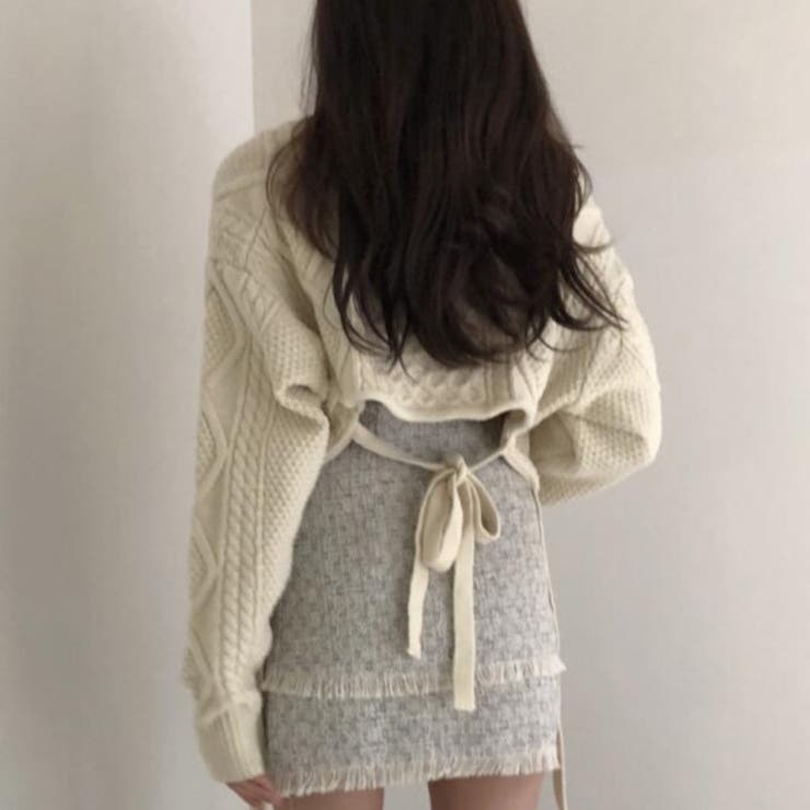 バック不規則 V ネックルーズニットセーター | Achic | 詳細画像5 