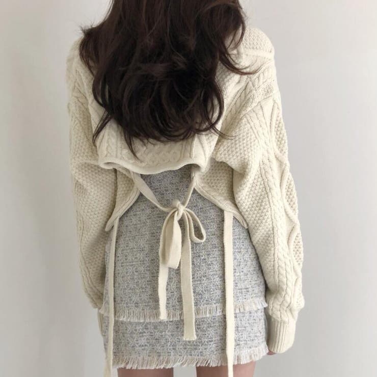 バック不規則 V ネックルーズニットセーター | Achic | 詳細画像6 