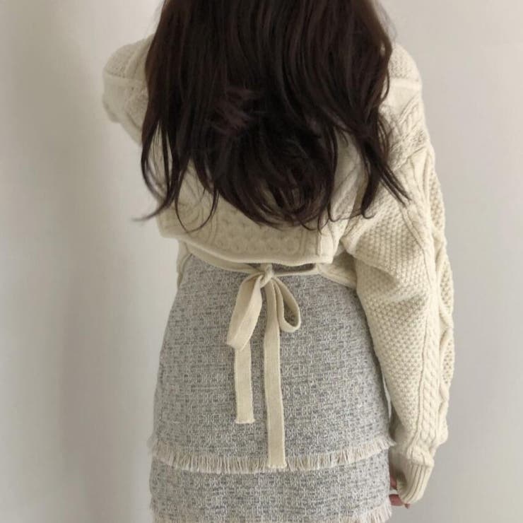 バック不規則 V ネックルーズニットセーター | Achic | 詳細画像9 