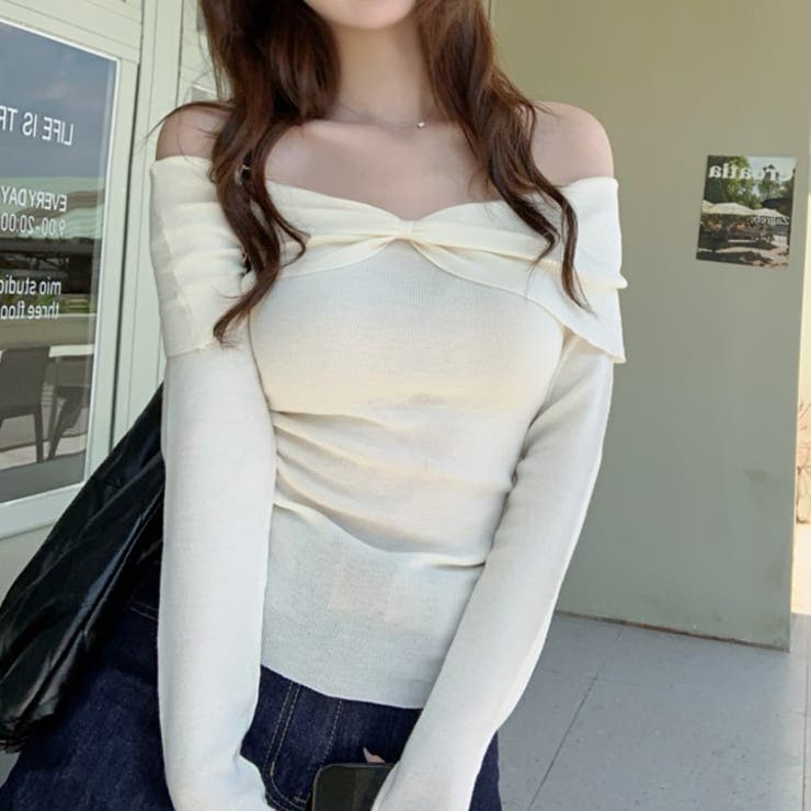 ツイストオフショルスリムニット | Achic | 詳細画像11 