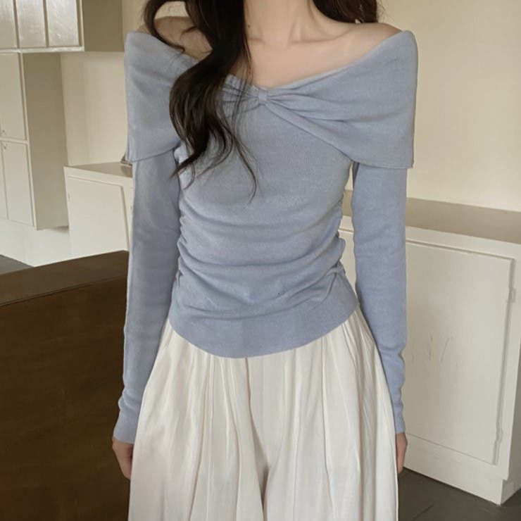 ツイストオフショルスリムニット | Achic | 詳細画像12 