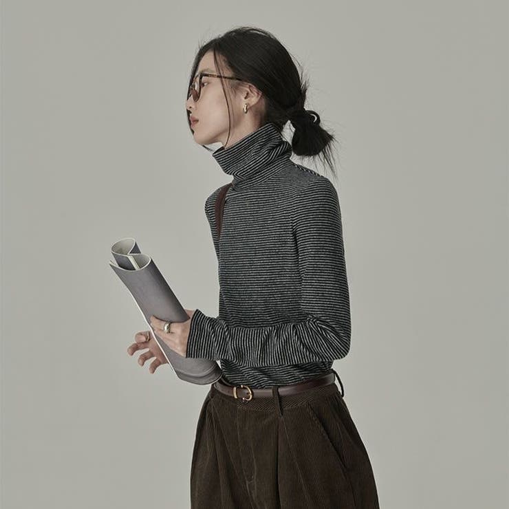 ストライプ柄 タートルネックカットソー | Achic | 詳細画像11 