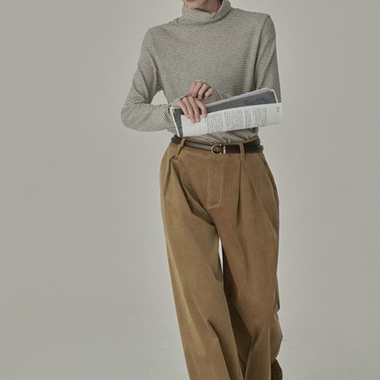 ストライプ柄 タートルネックカットソー | Achic | 詳細画像3 