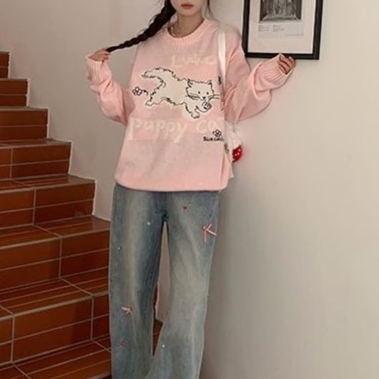 新品未着用☆ archivio 2024年秋冬 うさぎ柄リブニットプルオーバー archivio（アルチビオ） ニット セーター 「LADIES」うさぎ柄