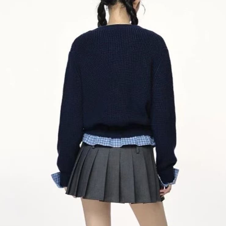 チェック柄裾ニットカーディガン | Achic | 詳細画像11 