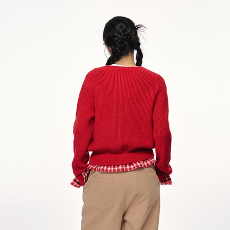 チェック柄裾ニットカーディガン | Achic | 詳細画像14 