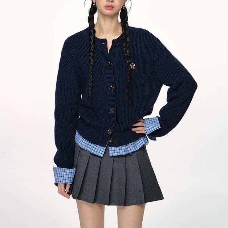 チェック柄裾ニットカーディガン | Achic | 詳細画像5 