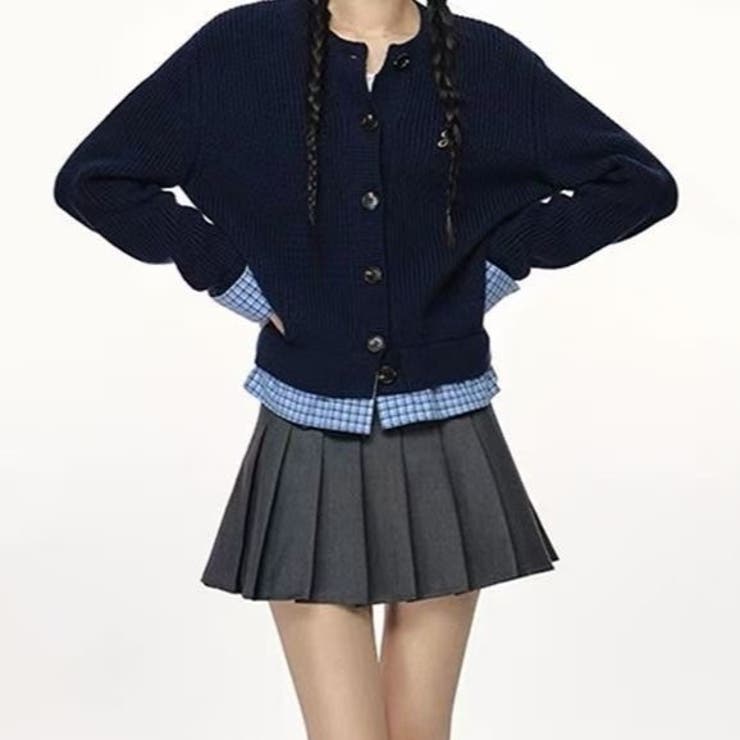 チェック柄裾ニットカーディガン | Achic | 詳細画像7 