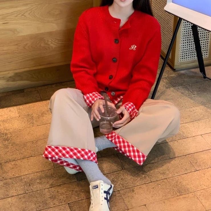 チェック柄裾ニットカーディガン | Achic | 詳細画像10 