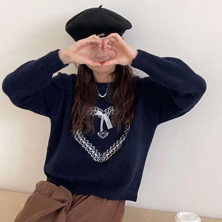 ネイビー | ニットプルオーバー | Achic