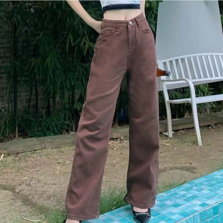 HTH ワイドレッグ デニムパンツ ブラウン ワイドレッグデニムパンツ - ブラウン | ZARA Japan / 日本