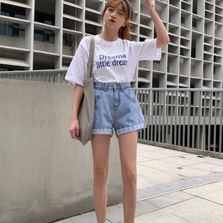 グレー デニム ショートパンツ ウエスト調整可能 デニムショートパンツ ウエスト調整可能 ゆったり[品番