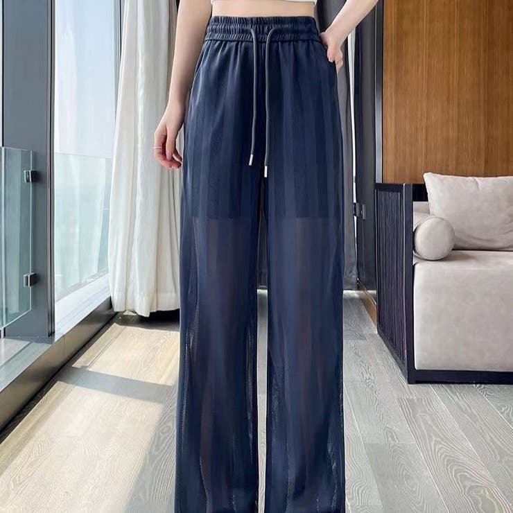 【涼しげなストライプ♪】シャネル ロングパンツ org.jpg